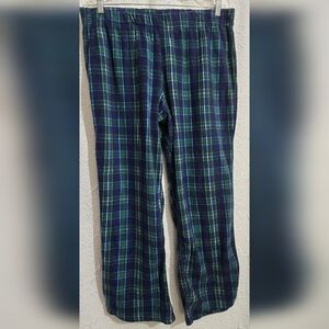 Women’s Blue & Green Plaid Plaid Flannel Pajamas Size XL Kinnly